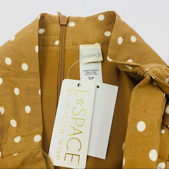 L * Space Tan Polka Dot Faux Wrap Skirt - Picture 12 of 12